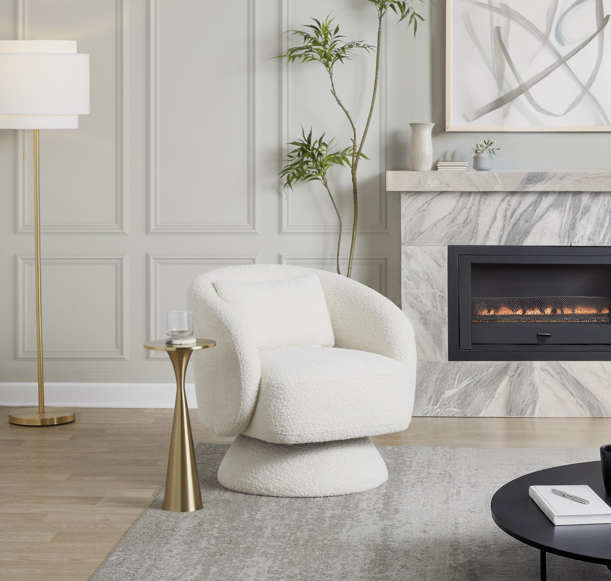 Zara Upholstered Swivel Accent Chair With Pillow